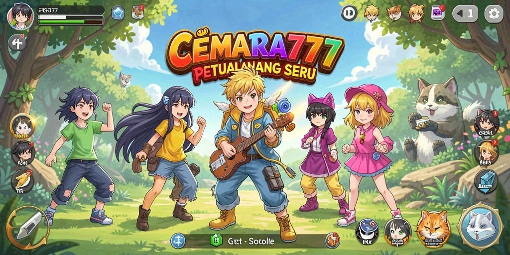 Tampilan gameplay CEMARA777 dengan karakter anime yang beraksi.