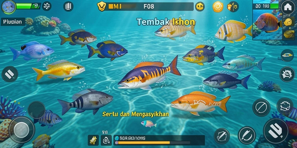 Tangkapan layar F08 menampilkan aksi seru dalam permainan Tembak Ikan.