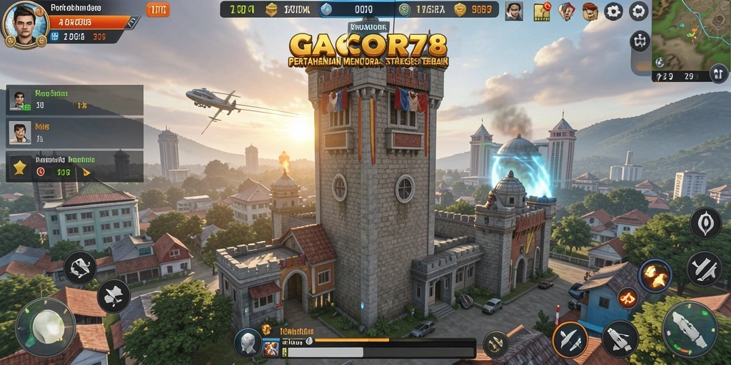 Tampilan gameplay GACOR78 yang menawan dengan aksi menara pertahanan.