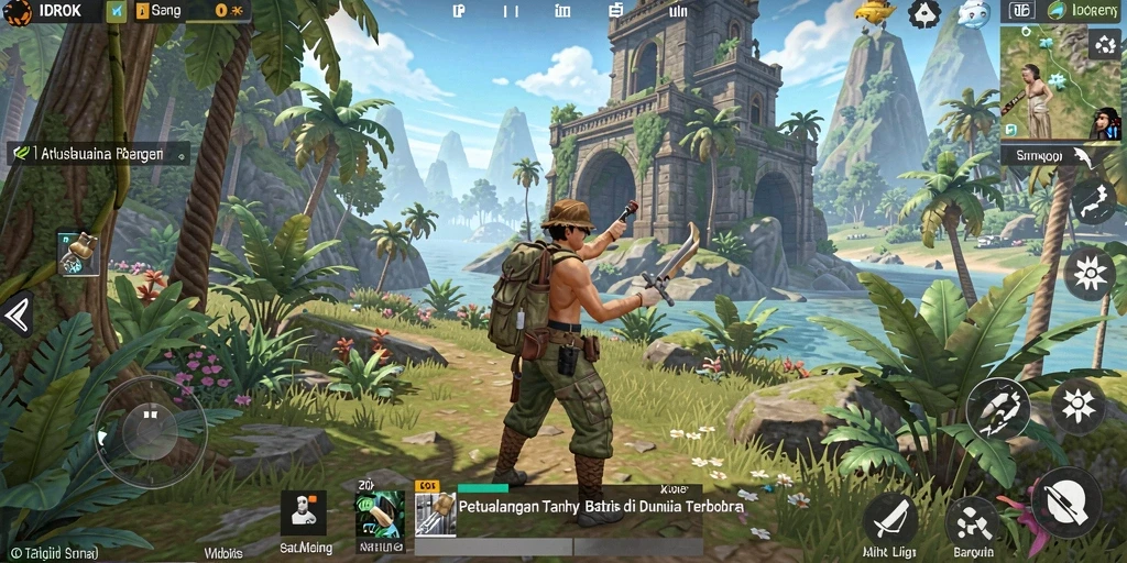 Gameplay seru dalam dunia terbuka IDROK, penuh petualangan.