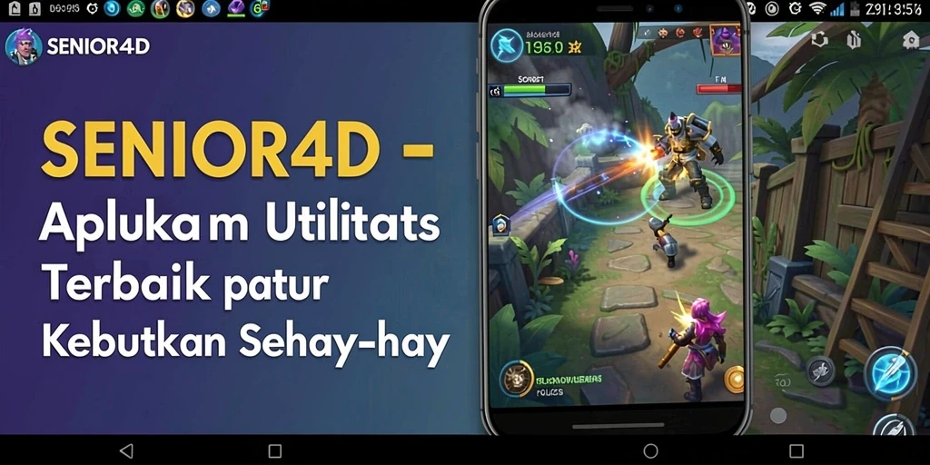Tampilan aplikasi SENIOR4D dengan berbagai fitur utilitas yang memudahkan.
